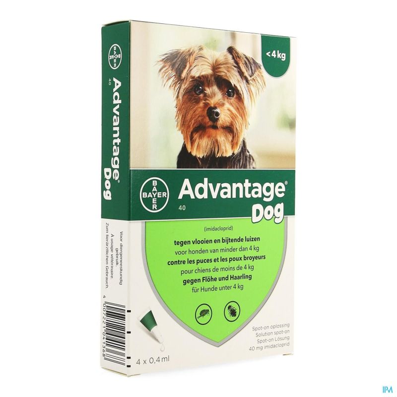 Advantage 40 Chiens <4kg 4x0,4ml
