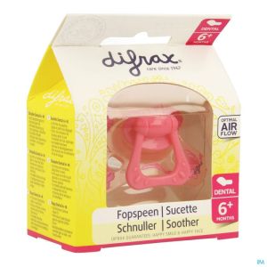 Difrax Sucette Silicone Dental+anneau Girl +6m 800