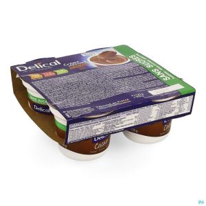 Delical Creme Dessert Hp-hc S/sucre Cacao 4x124g