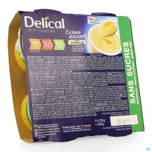 Delical Creme Dessert Hp-hc S/sucre Vanille 4x124g