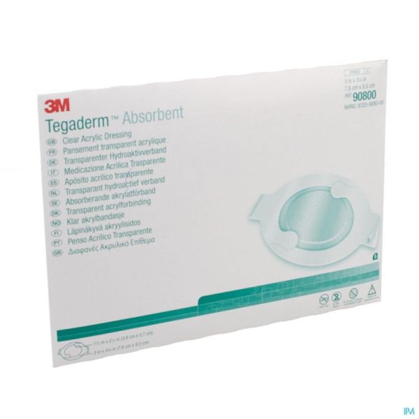 Tegaderm 3m Absorb.transp Ster 7,6x 9,5cm 5 90800