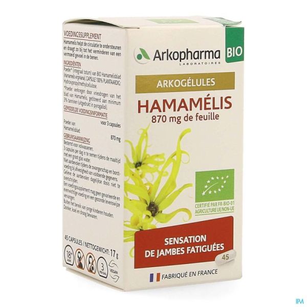 Arkogelules hamamelis bio caps 45 nf