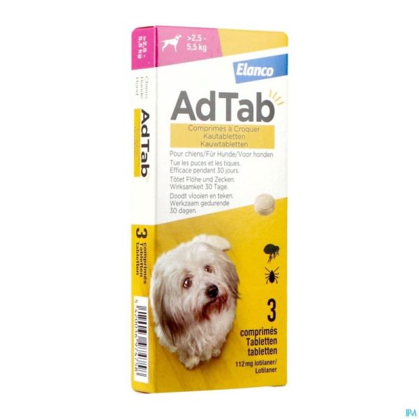 Adtab 112mg Chien 2,5kg-5,5kg Comp A Croquer 3