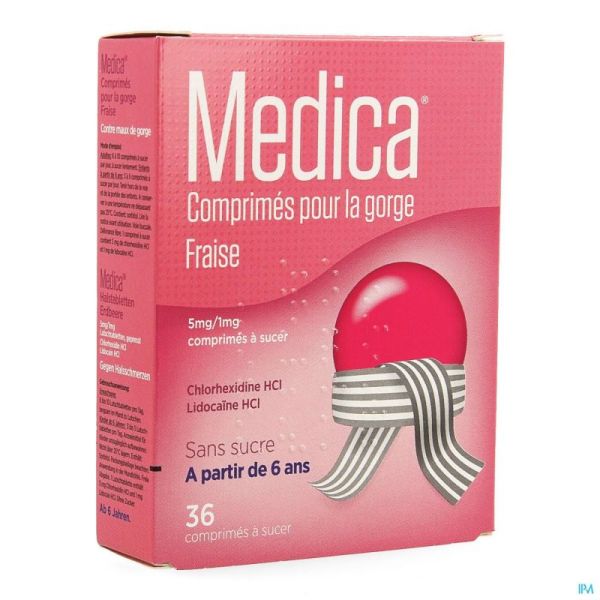 Medica Comprimes Gorge Fraise Comp A Sucer 36