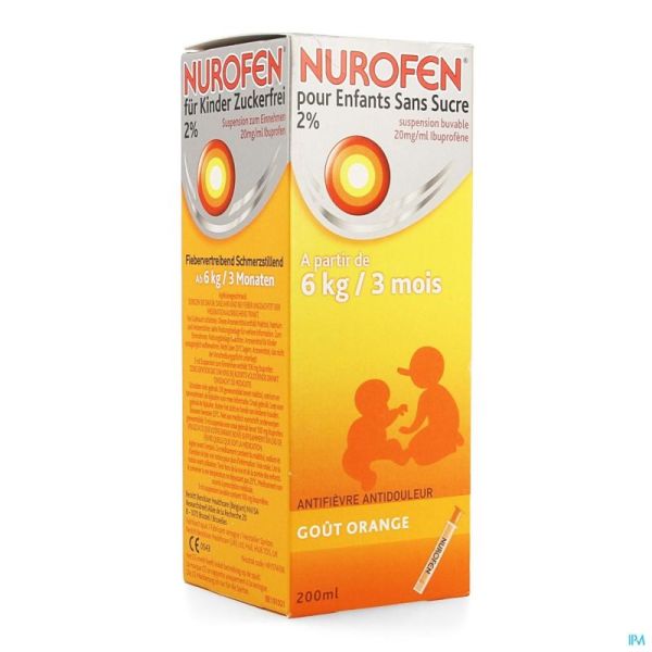 Nurofen Enfant Orange Susp Sans Sucre 200ml