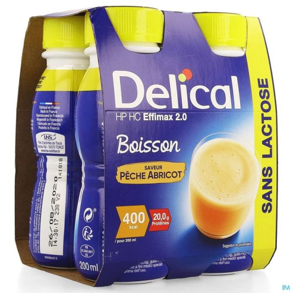 Delical Effimax 2.0 Peche Abricot 4x200ml