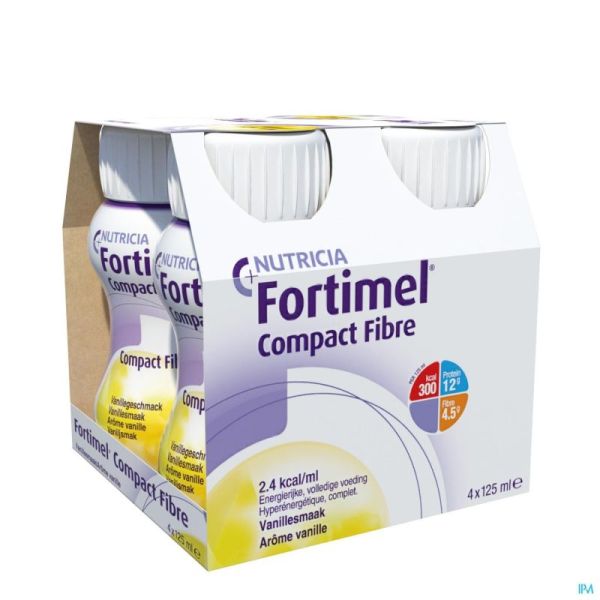 Fortimel Compact Fibre Vanille Bouteilles 4x125ml