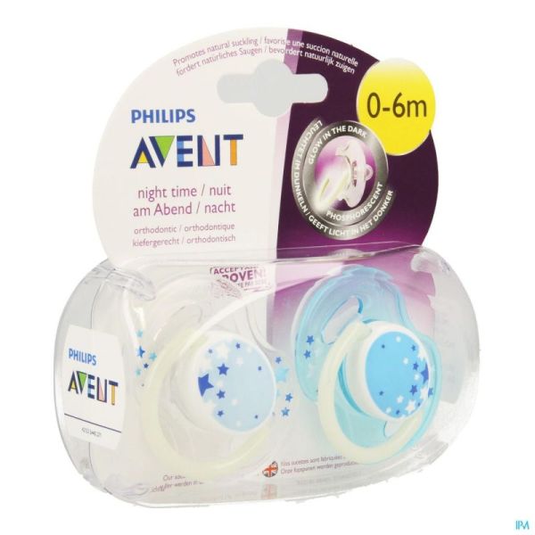 Philips Avent Sucette Silicone Nuit +3m 2 SCF176/18