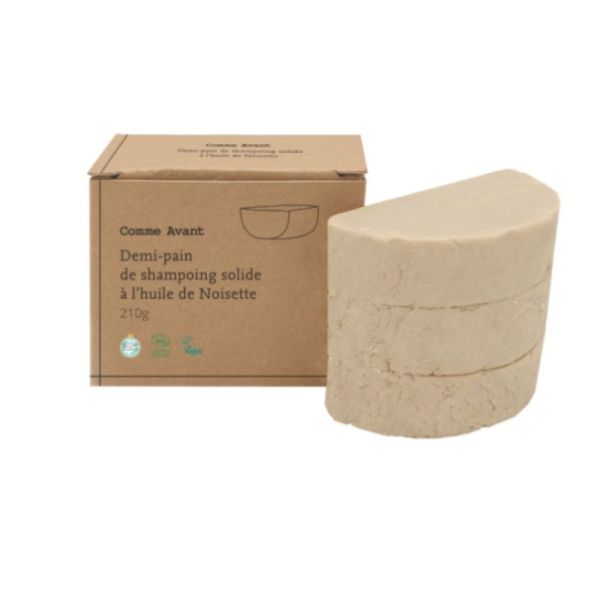 Demi-pain Shampoing solide naturel à l'huile de noisette  -210g-