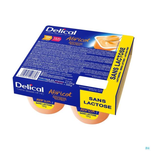 Delical Creme Dessert Hp-hc S/lact.abricot 4x125g